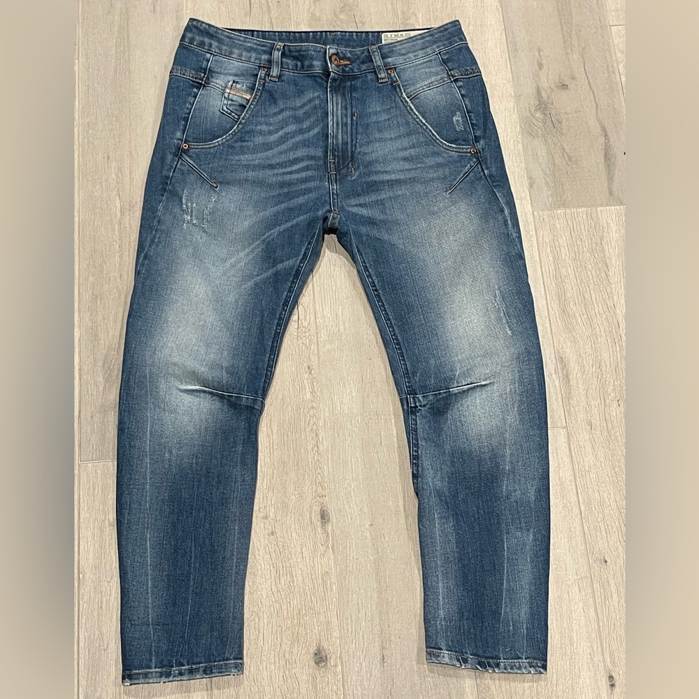 Diesel Faiza Women's Relaxed Low Waist Stretch Boyfriend Blue Jeans Size 26